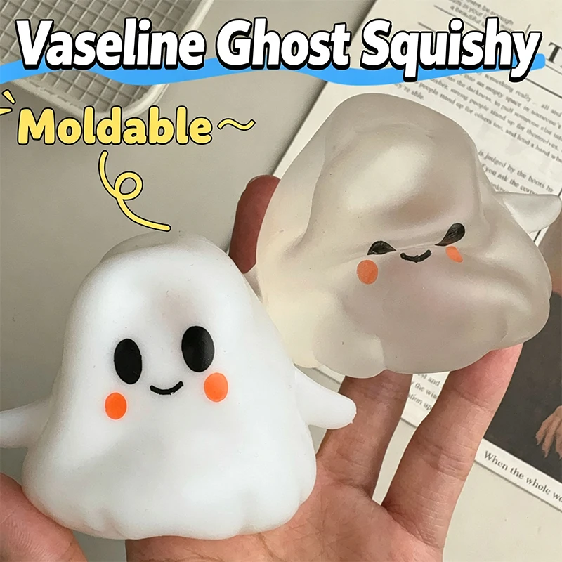 Halloween Ghost Squishy Toy Cute Cartoon Spooky No Rebound Squeeze Toy Moldable Stress Relief Fidget Toy Party Favor Gifts