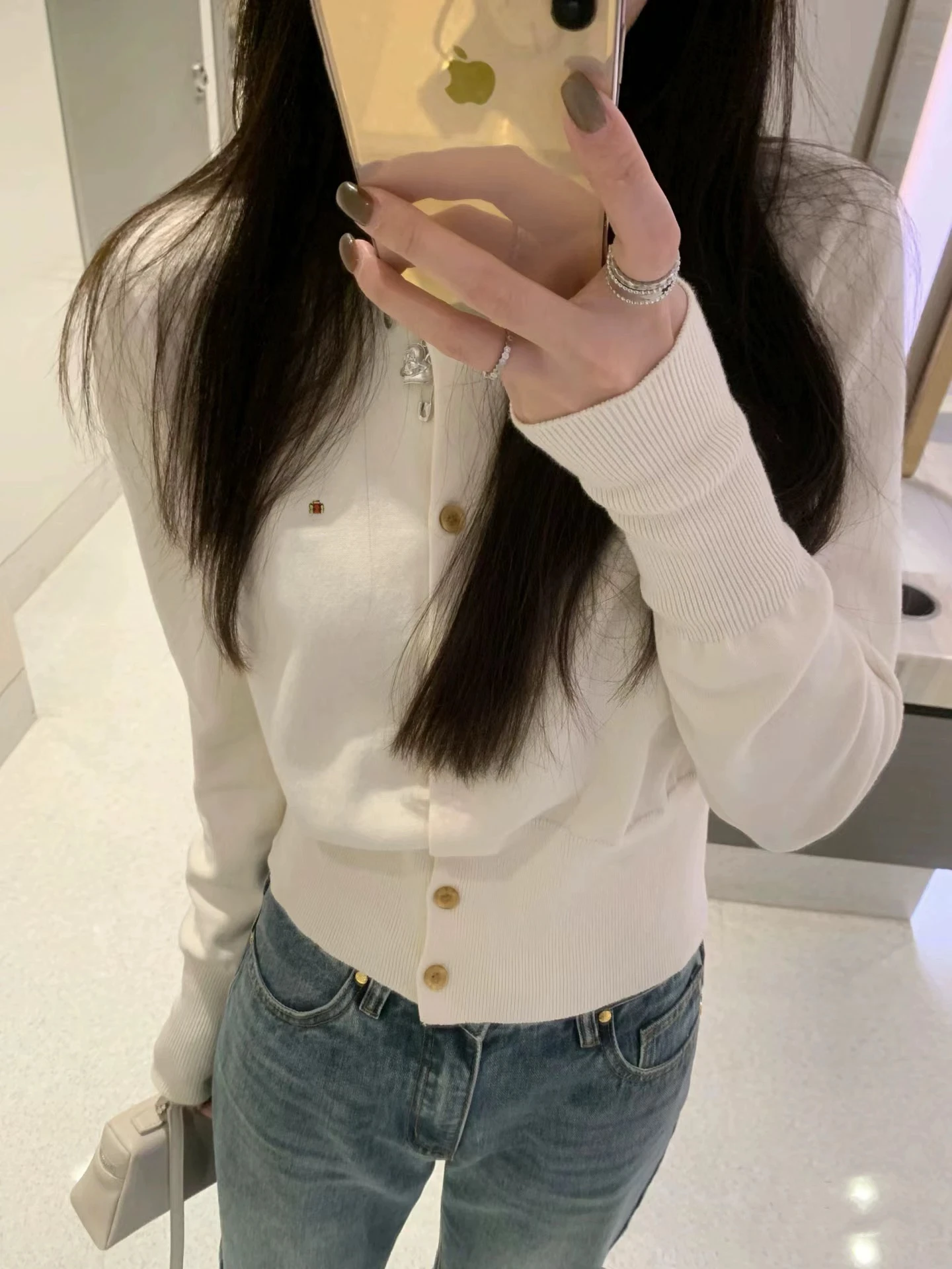 

Autumn Winter Embroidered Ruffle Collar Vintage Knitted Open Cardigan Long Sve round Ne Casual Sle Women's Top