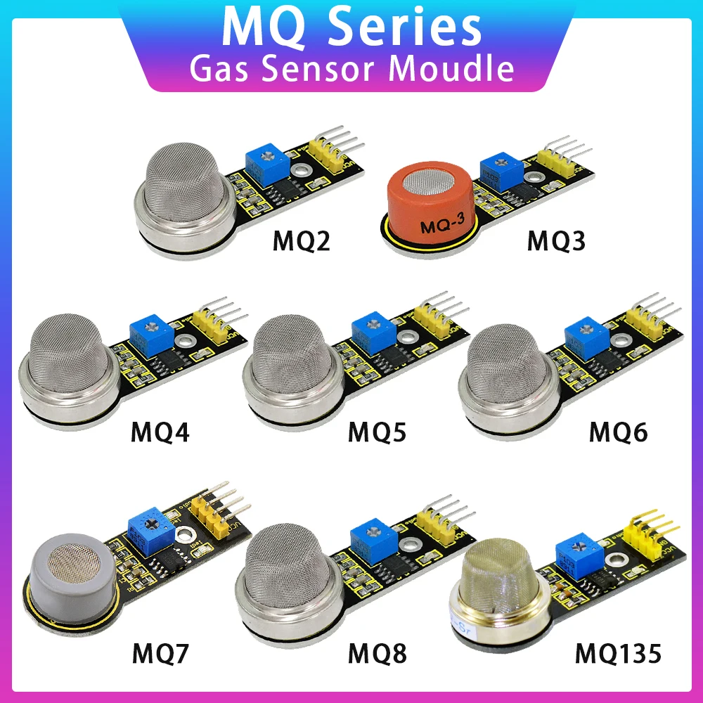 Keyestudio MQ Series Sensor Gas Sensor MQ-2 MQ-3  MQ-5 MQ-135  MQ-6 MQ-8  MQ-7 Module  for Arduino Sensor DIY Electronic Projec