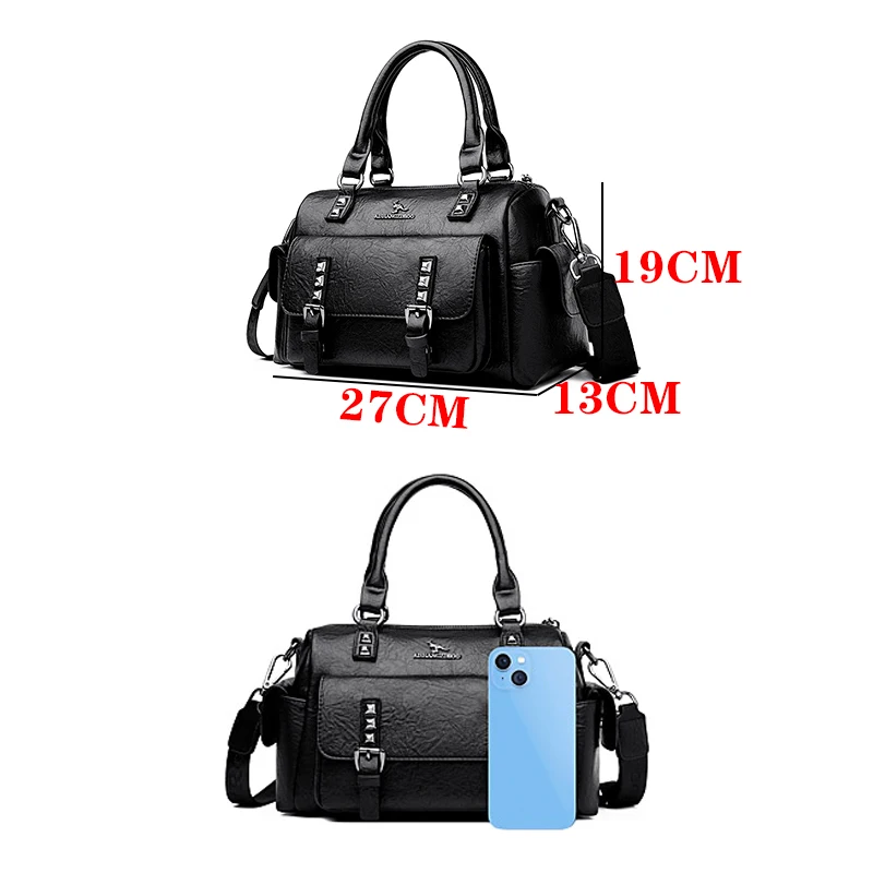 2024 Women Shoulder Bags Retro Handbags Handbags Fashion Female Crossbody Bags New Leather Shoulder Bags Boston Bags Sac A Main