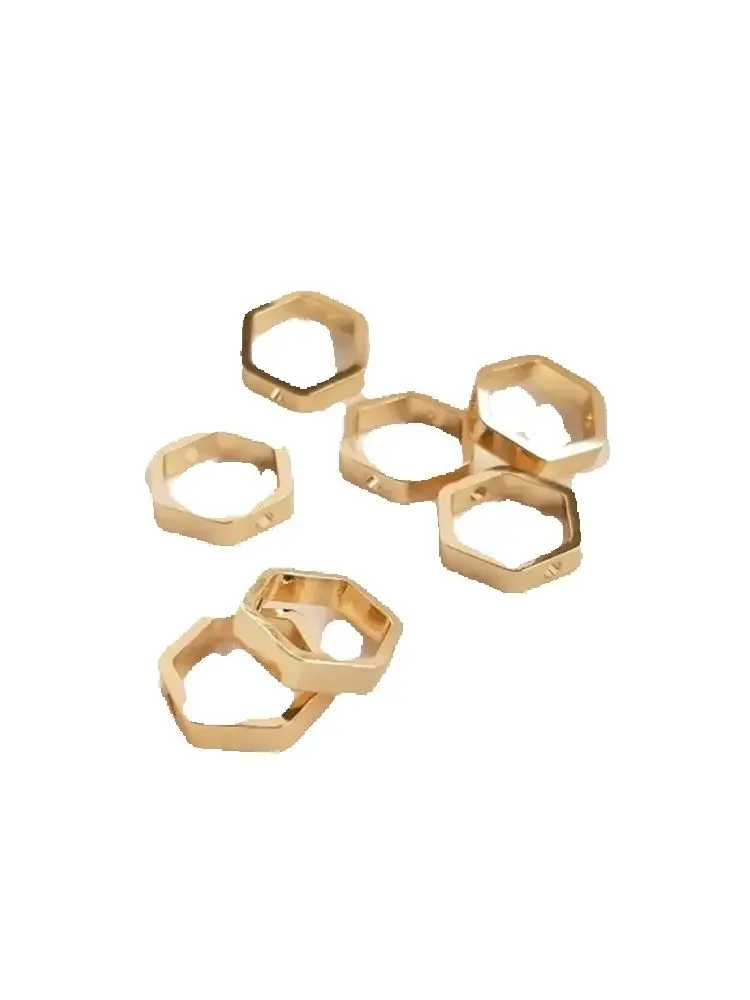 

14k Gold-Color Fittings, Hexagonal Beads, Hexagonal Geometric Beaded Rings, DIY Handmade Beaded Jewelry Materials K058