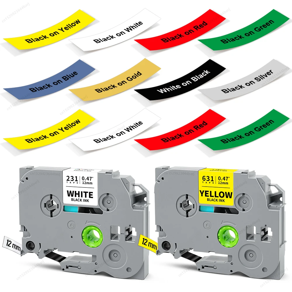 1Pcs TZe231 Compatible for Brother P-Touch TZe Tape TZe-231 TZe221 TZe211 6/9/12mm Black on White for Brother PTH110 Printer