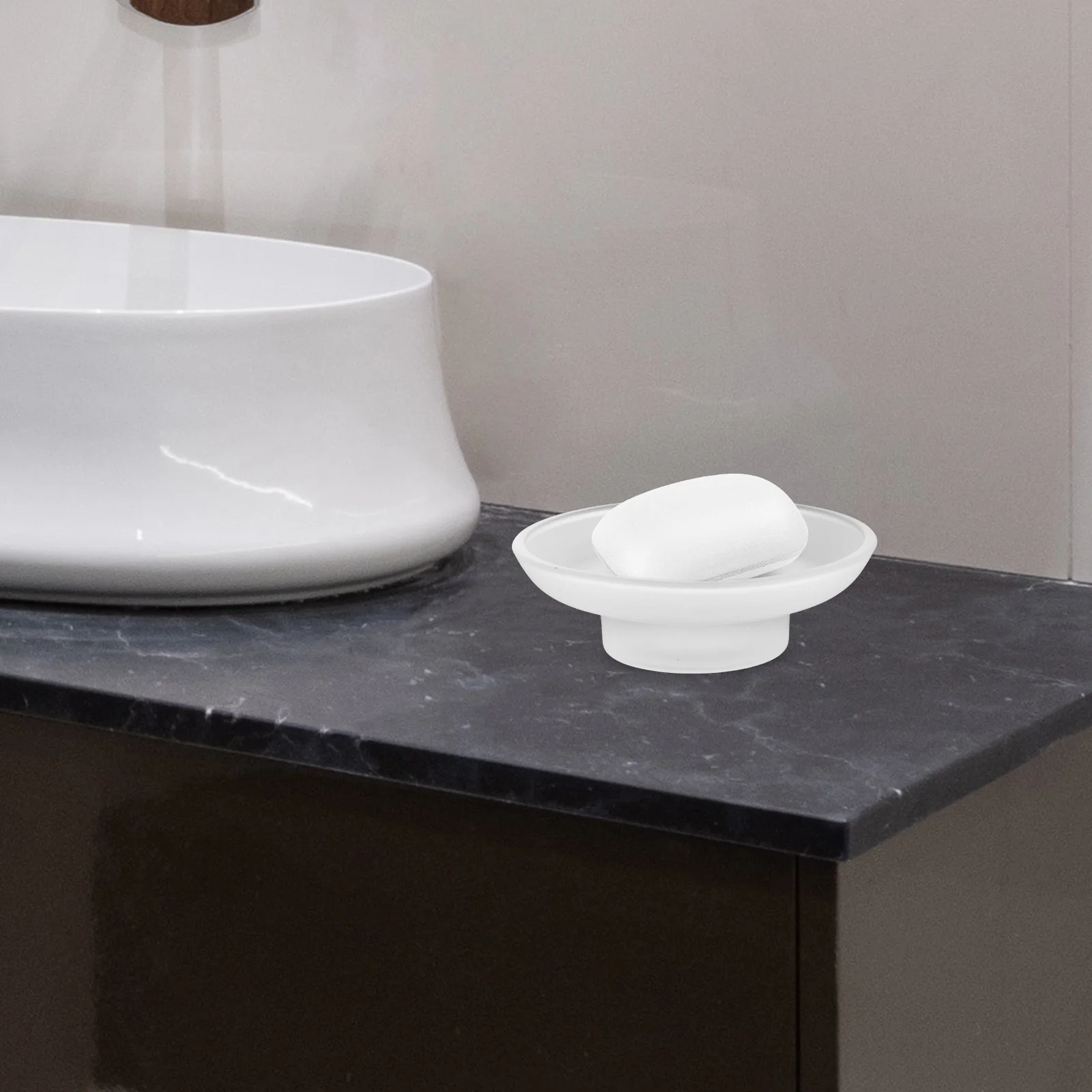 

2pcs Glass Dish Round Transparent Heavy Self-Draining Bar Soap Holder For Bathroom Kitchen Sink Vanity Drainable Soap Tray Glass