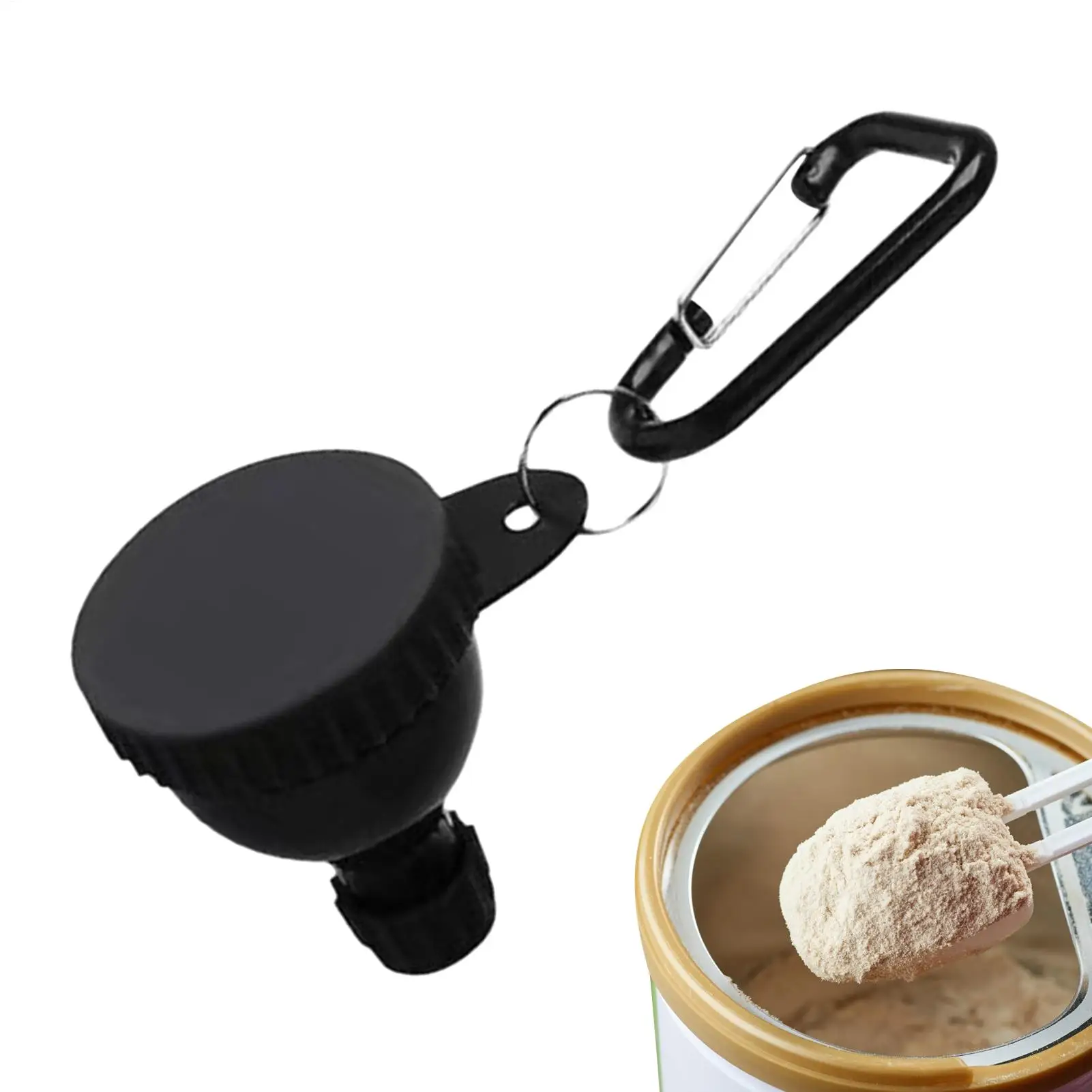 50ml Protein Powder Funnel With Carabiner Portable Protein Powder Travel Container Water Bottle Funnels For Powder