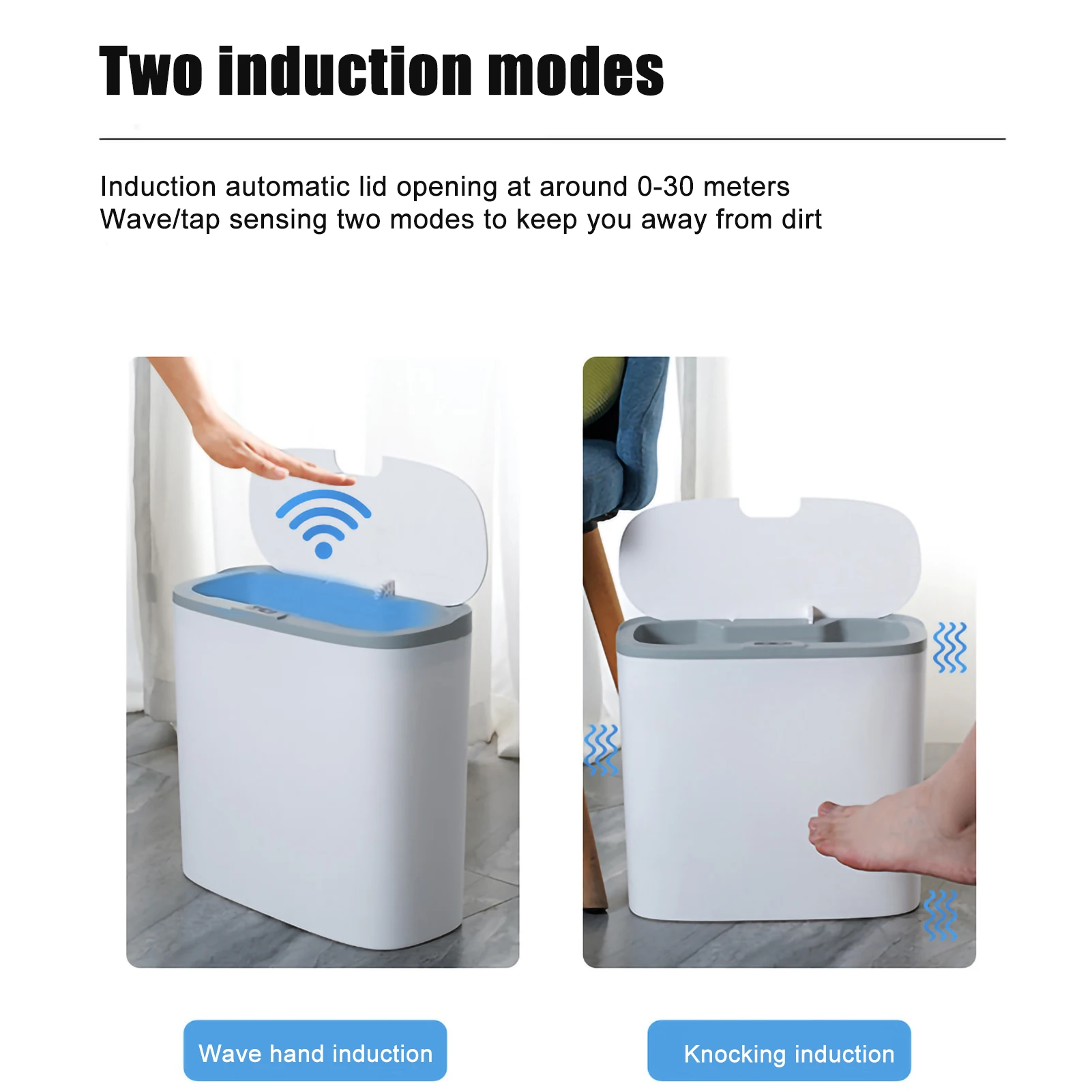 Automatic Trash Can with Lid Touchless Small Waste Bins Motion Sensor Waterproof Slim Garbage Cans for Kitchen Bedroom Bathroom