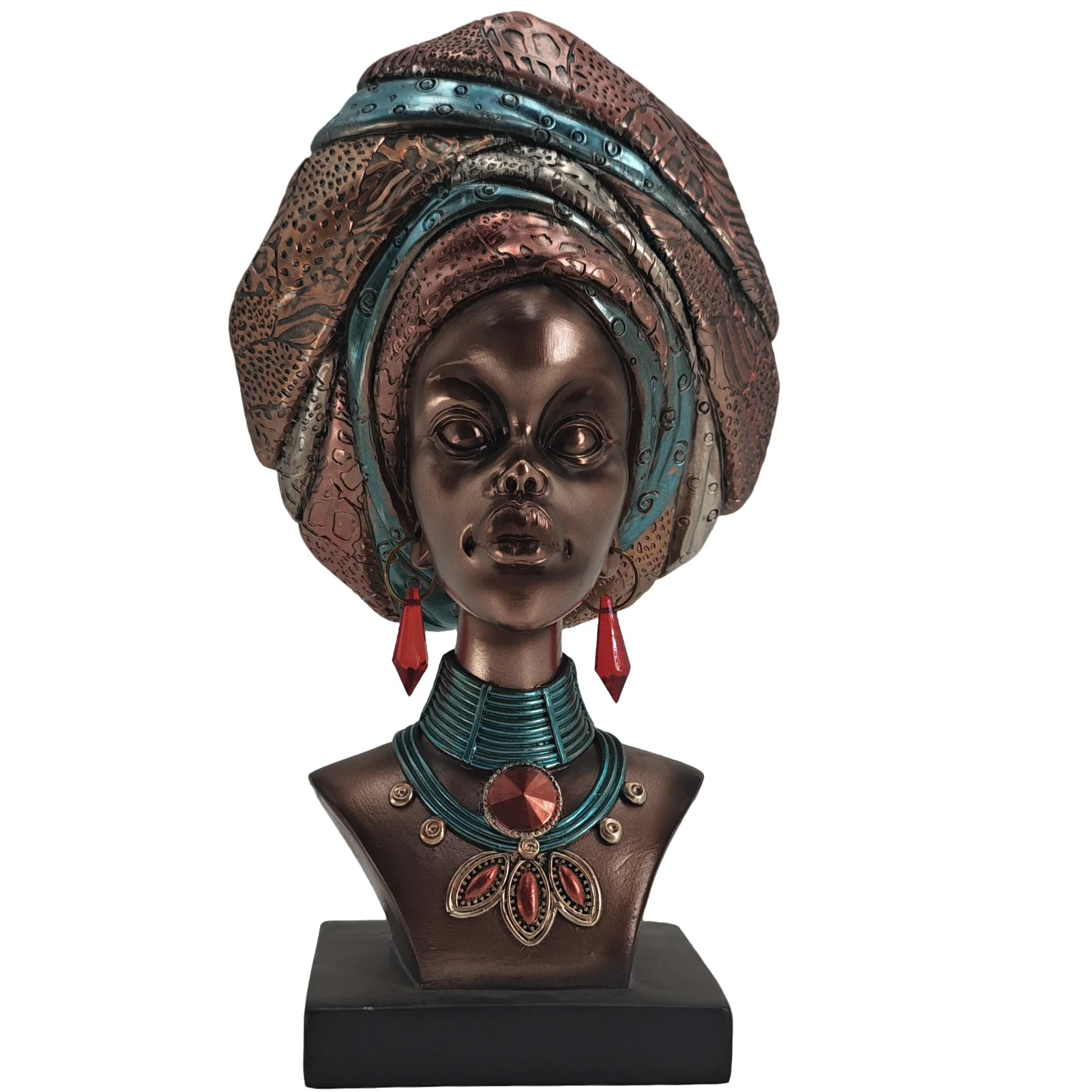 Estatua africana de 12 "para decoración del hogar, escultura de busto de Color bronce para mujer, para sala de estar/mesa/oficina/regalo elegante de inauguración de la casa