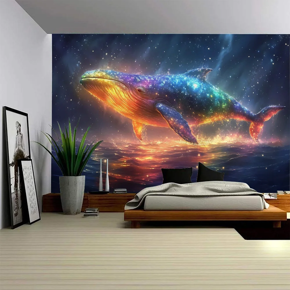 Psychedelic Forest Underwater Shark Tapestry Hippie Background Wall Hanging Home Decor for Living Room Dormitory