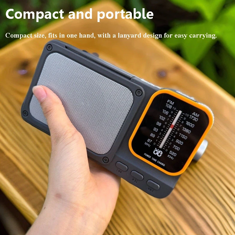 راديو FM AM محمول عالي الحساسية جهاز استقبال الراديو سماعة لاسلكية تعمل بالبلوتوث المتكلم مع مقبس سماعات الرأس 3.5 ملم/مصباح يدوي