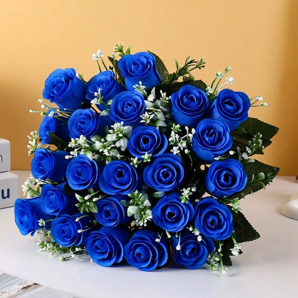 D2 24 Heads Real Happy Flower 7 Colors Mini Valentine's Day Flowers Photography Photo Gift Rose Flowers Decorative Home Decor