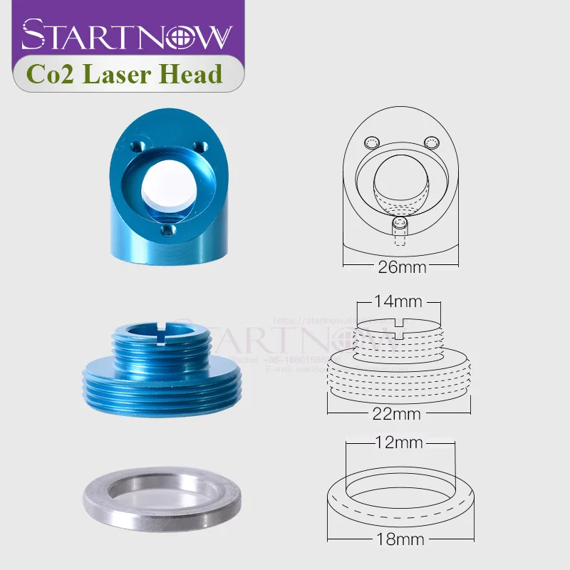 Testa Laser CO2 con Air-assist Connect per macchina per incisione Laser serie K40 diametro lente 12mm lunghezza messa a fuoco 50.8mm specchio 20mm