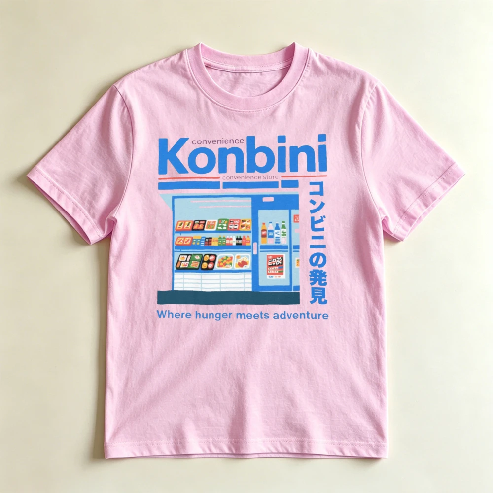 Konbini Japanese Convenience Store Summer Women Cotton T-Shirt Japan Street Snack Shop Anime Style Casual Graphic Short Sleeve