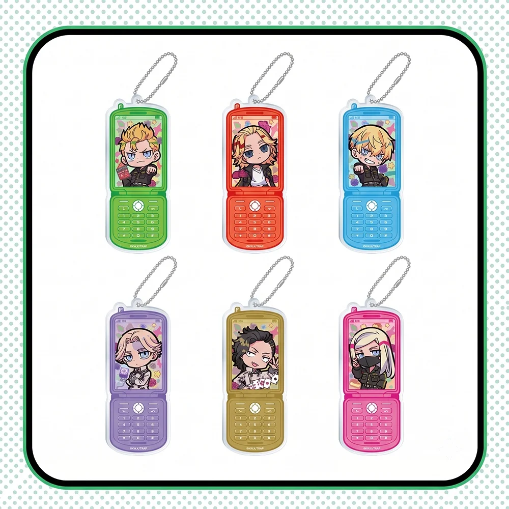 Anime Tokyo Revengers Neon CHIBI Ver  Kawaii Keychain Cute Keyring Hanagaki Takemichi Sano Manjiro Bag Charm Car Key Decor