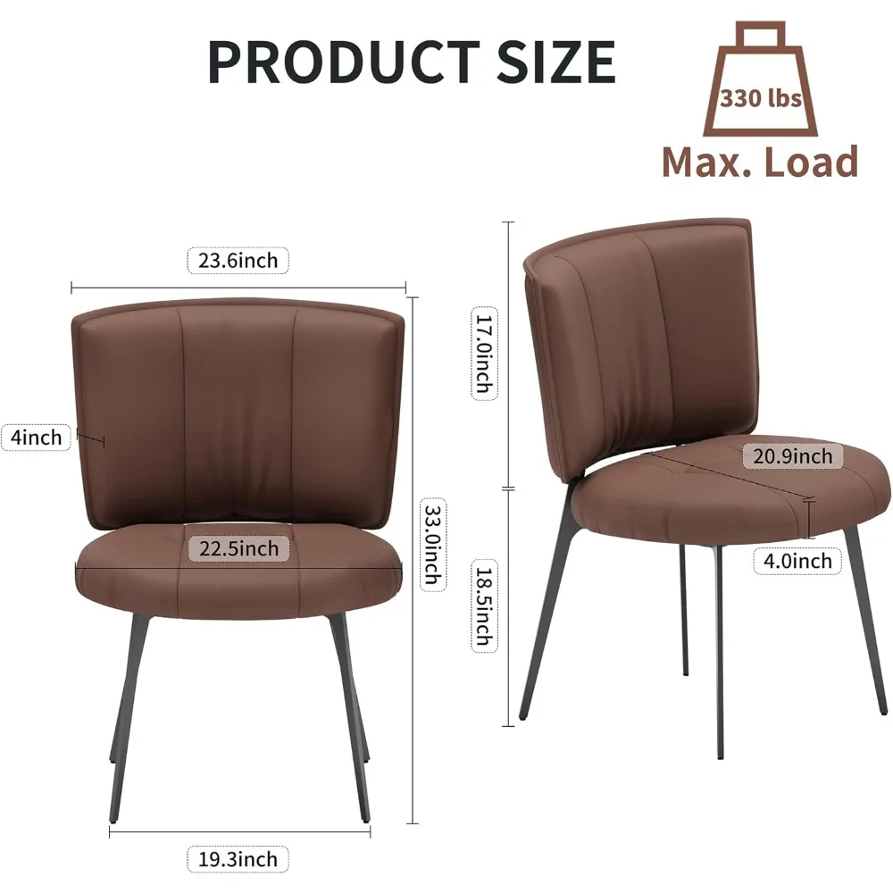 ترقية مجموعة كراسي تناول الطعام مكونة من 4 قطع، كرسي مطبخ حديث من جلد الليتشي، مقعد دائري مريح، مسند ظهر مرتفع منجد #2