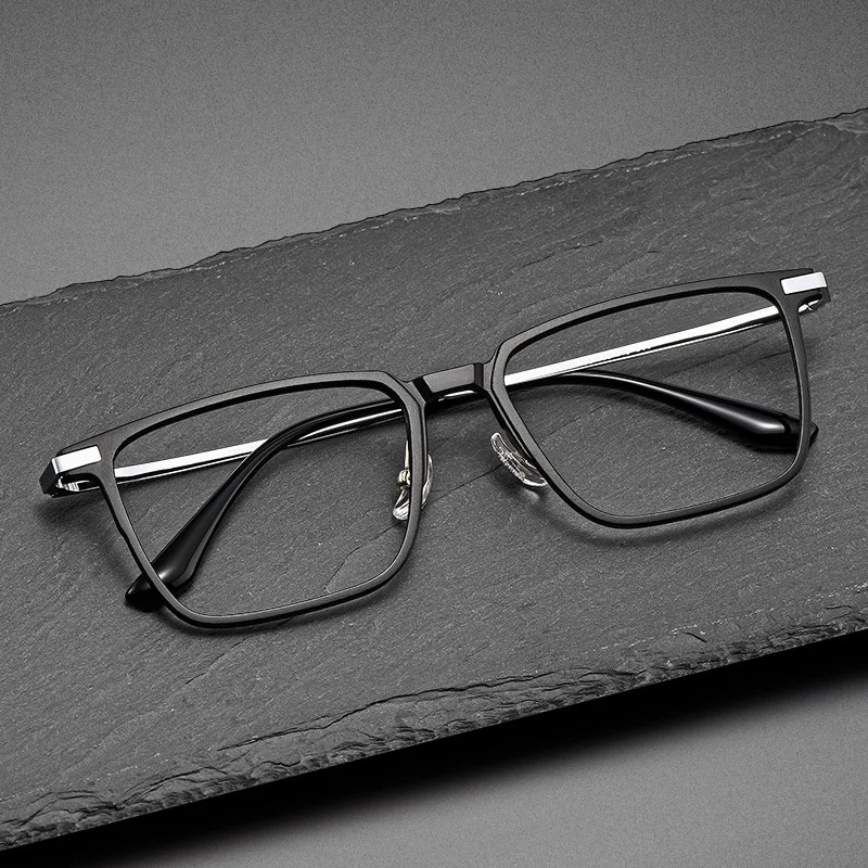 VICKY TR Pure Titanium Temple Myopia Reading Glasses Men Anti-blue Light Business Square Frame with Prescription Casual 93006