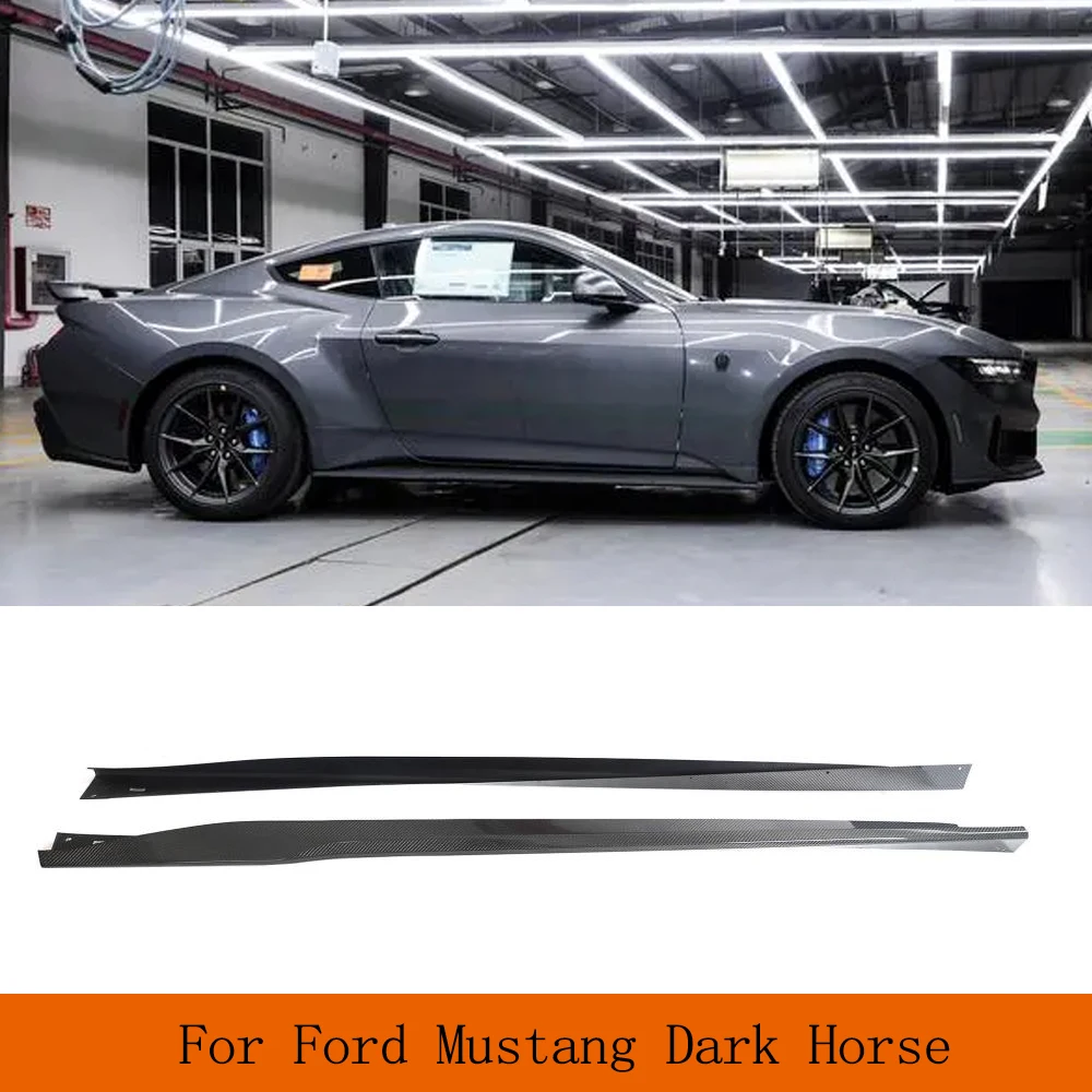 Car Side Skirts Carbon Fiber Spoiler for Ford Mustang Dark Horse 2023 2024 Bumper Side Skirt Extension Spoiler Bodykits Guards