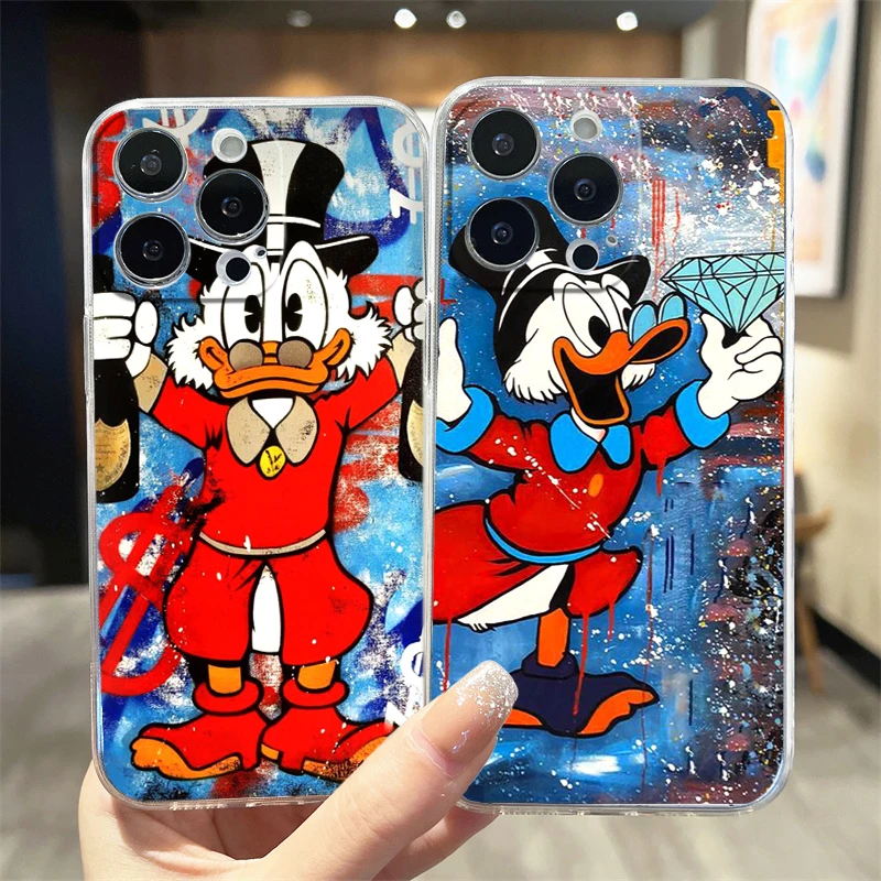 

Disney Donald Duck Transparent Phone Case For Apple iPhone 15 14 13 12 11 Mini XS XR X Pro MAX 8 7 6 Plus Cover