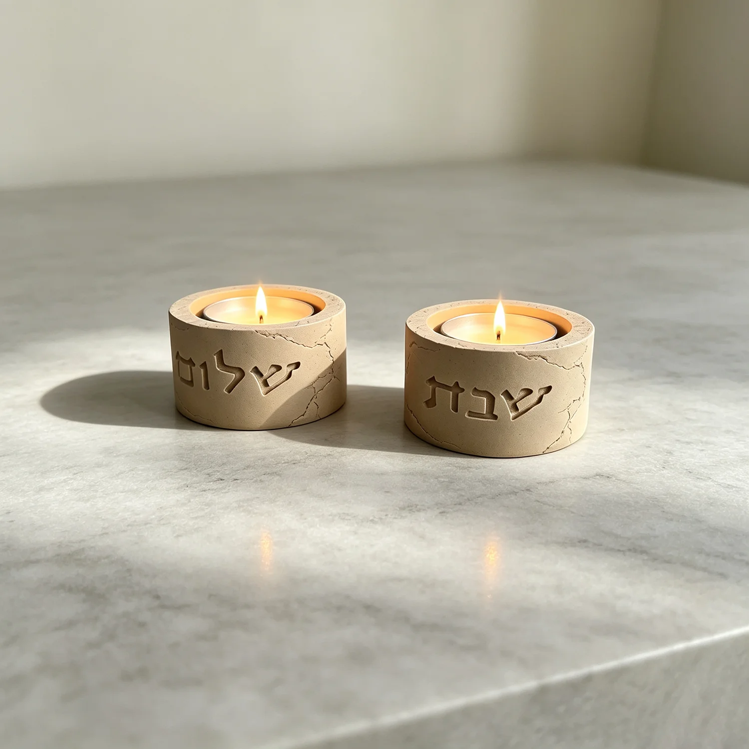 Silicone Mold For Shabbat Shalom Tealight Holders, Judaica Hebrew Engraved Candle Cup Mould, DIY Concrete Plaster Mold