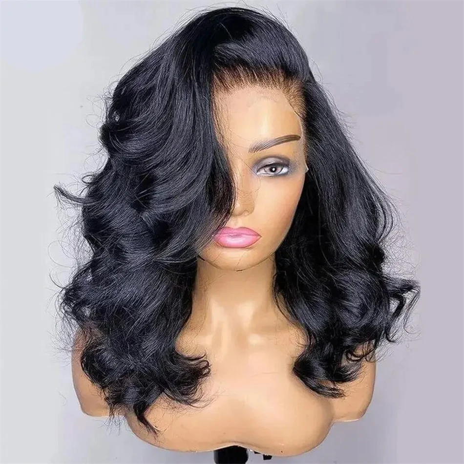 13X4 Lace Front Brazilian Remy 100% Human Hair Wig Body Wave Short Bob Wigs Transparent Lace Closure Wig With Baby Hair Women