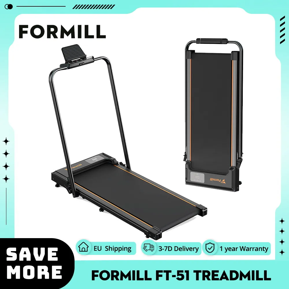 Formill FT-51 Walking Pad Treadmill, 2.5 HP Motor, LED Display, 265lbs Max. Load, 1-6km/h Speed 2 Mobile wheel 120 kg Max Load