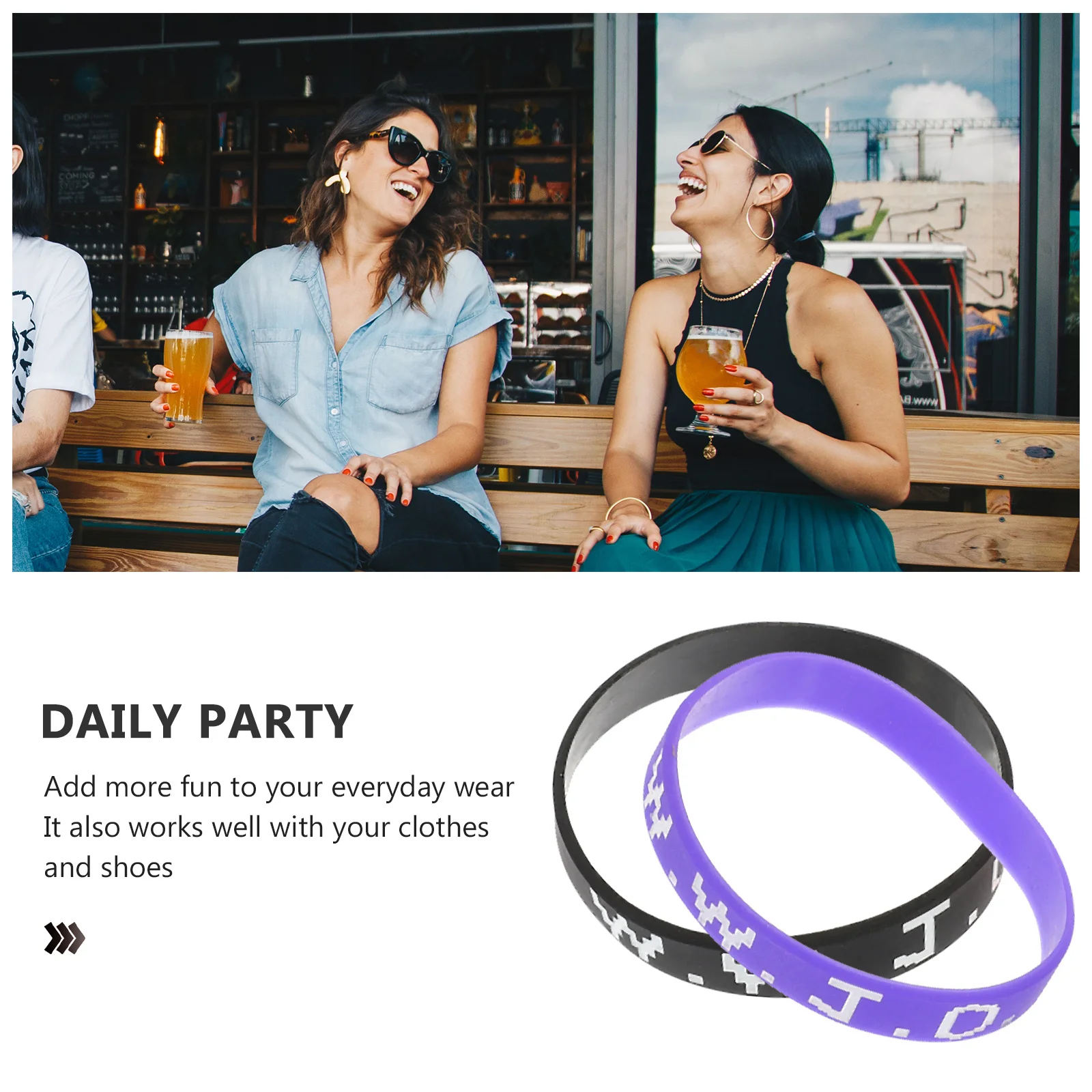 

6Pcs Silicone Wristbands Multi-Function Stretch Elastic Bracelets Festival Sports Wrist Chain Durable Colorful