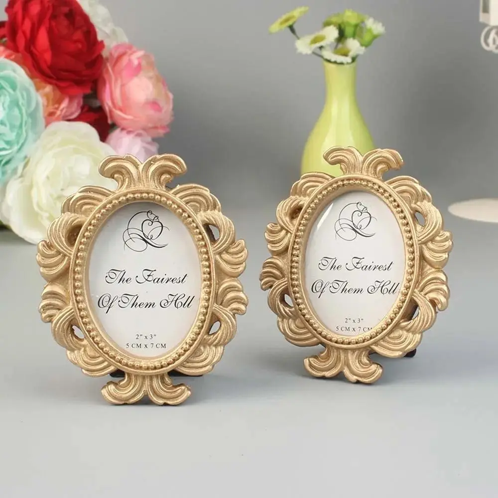 Floral Photo Frame Elliptical Picture Frame Baroque Photo Holder Desktop Picture Frame Home Decor Wedding Gift