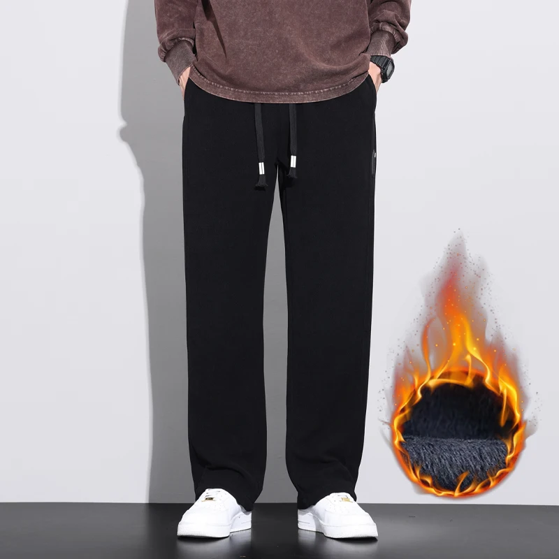 الشتاء لينة الصوف الدافئة سروال قصير الرجال مرونة الخصر سميكة كوريا فضفاض مستقيم العمل يتدفقون ركض البضائع السراويل الذكور #4