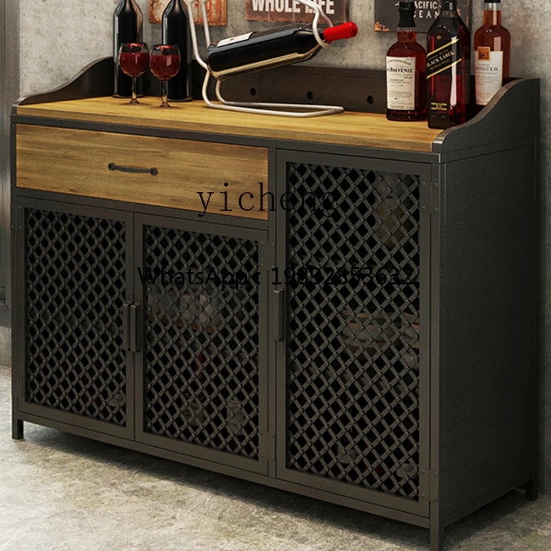 Solid Wood Hot Pot Shop Multi-Functional Tea Cabinet Commercial Restaurant Storage Cabinet Iron Storage Wine Cabinet