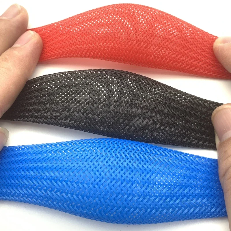 5M Cable Sleeve 30 35 38 40 50 60 70 80 90 100 mm PET Expandable Cover Insulation Braided Nylon Sheath Wire Wrap Black Blue Red