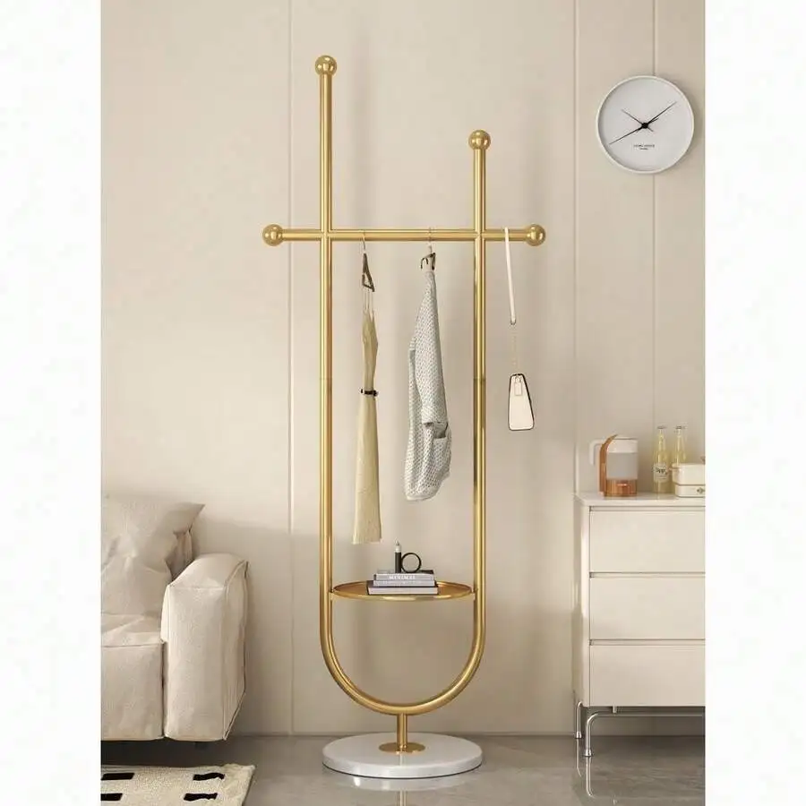 Clothing Rack, Metal Freestanding Heavy Duty Clothes Rack With Marble Base, Multipurpose Garment Hanger For Bedroom, Hat, Scarf,
