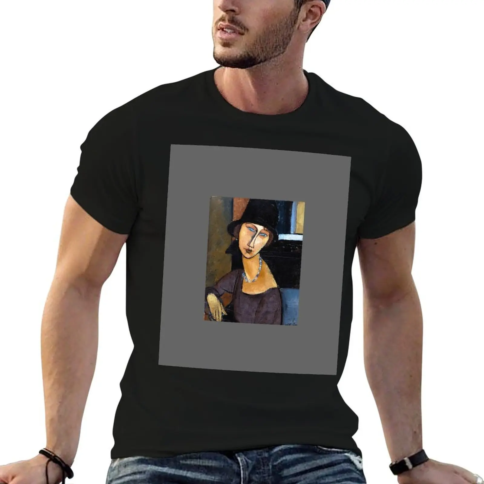 

Jeanne - mens Modigliani t shirts Hat anime T-Shirt shirts and Hébuterne with Necklace oversize Classic graphic t Amedeo
