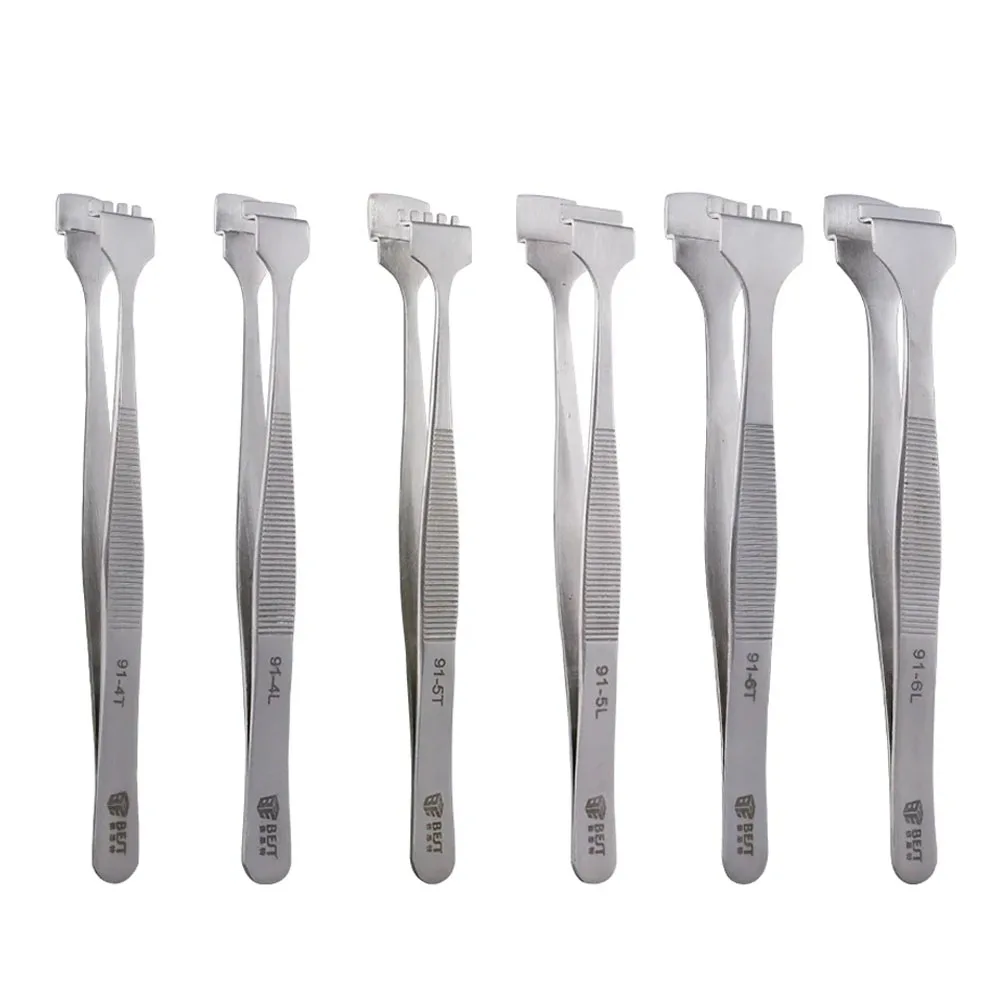1Pc Wafer Tweezers Wide Mouth Stainless Steel Tweezers For Mobile Phone SMD PCB BGA Motherboard IC Chip Pick Up Repair Tools