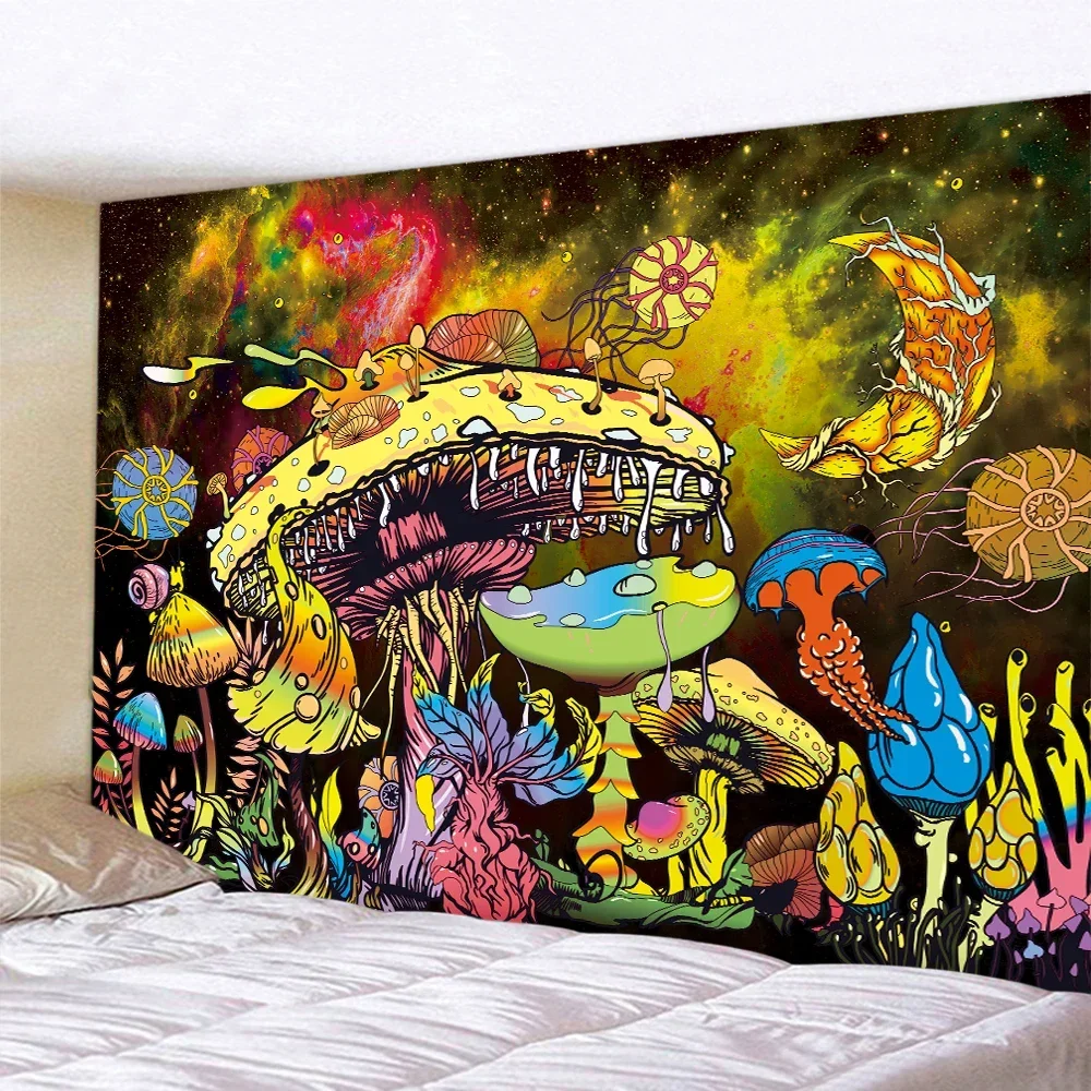 Mushroom psychedelic scene home decoration art tapestry Bohemian room wall decoration mandala background wall