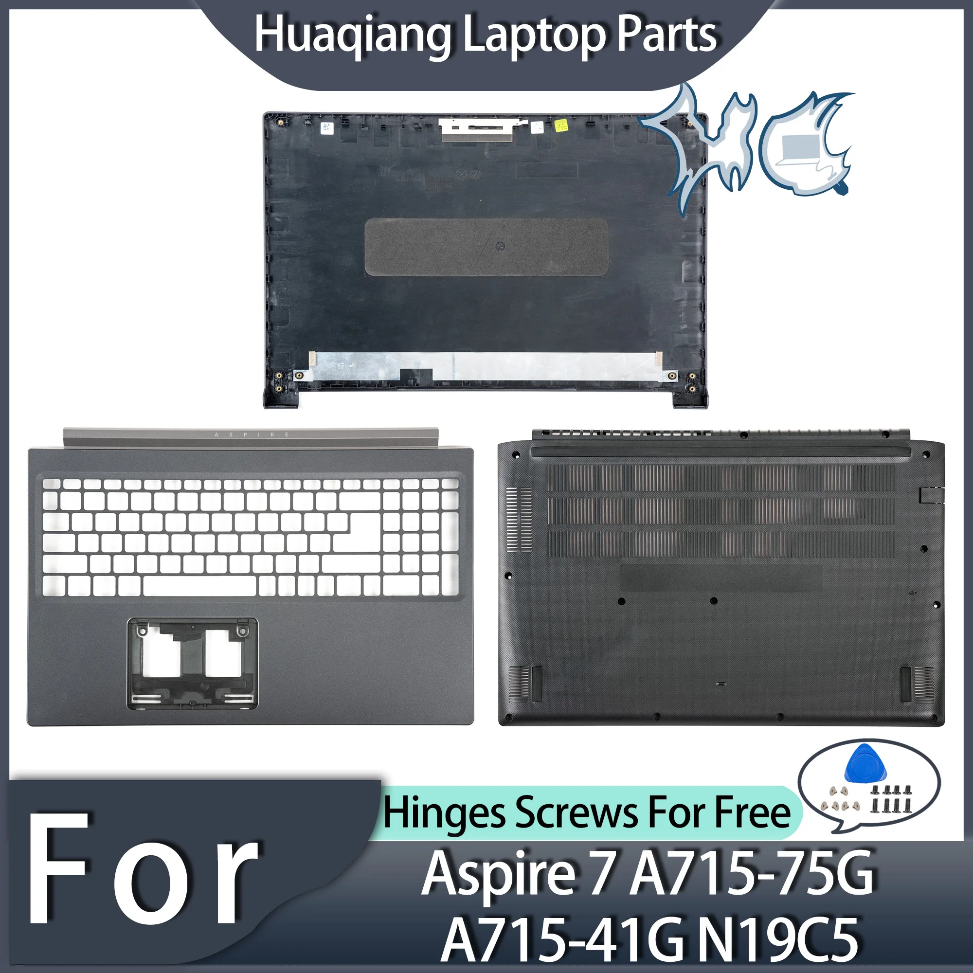 Imagem -01 - Plástico para pc para Acer Aspire A71575g A71541g N19c5 Cinza Lcd Capa Traseira Apoio para as Mãos Superior Portátil Habitação Case Substituição Peças de