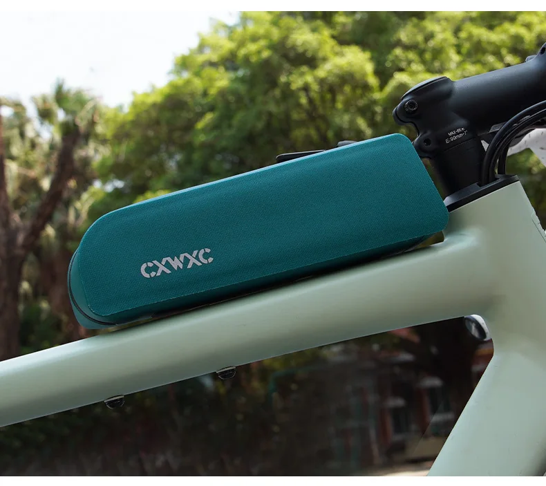 CXWXC Fahrrad-Tasche mit magnetischem Deckel, Oberrohrtasche mit Schrauben montiert und Riemen, Zwei-Wege-Installation, MTB, Rennrad, wasserdichte Frontrahmentasche – Detail 28