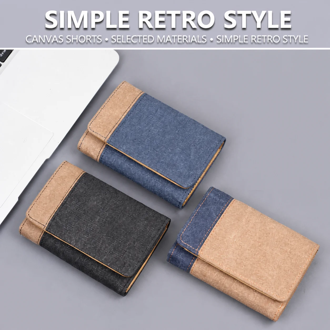 Denim Canvas Wallet Color Block Lightweight Wallet Card Slot Wallet Large Capacity For Everyday Carry School Daily Commuting