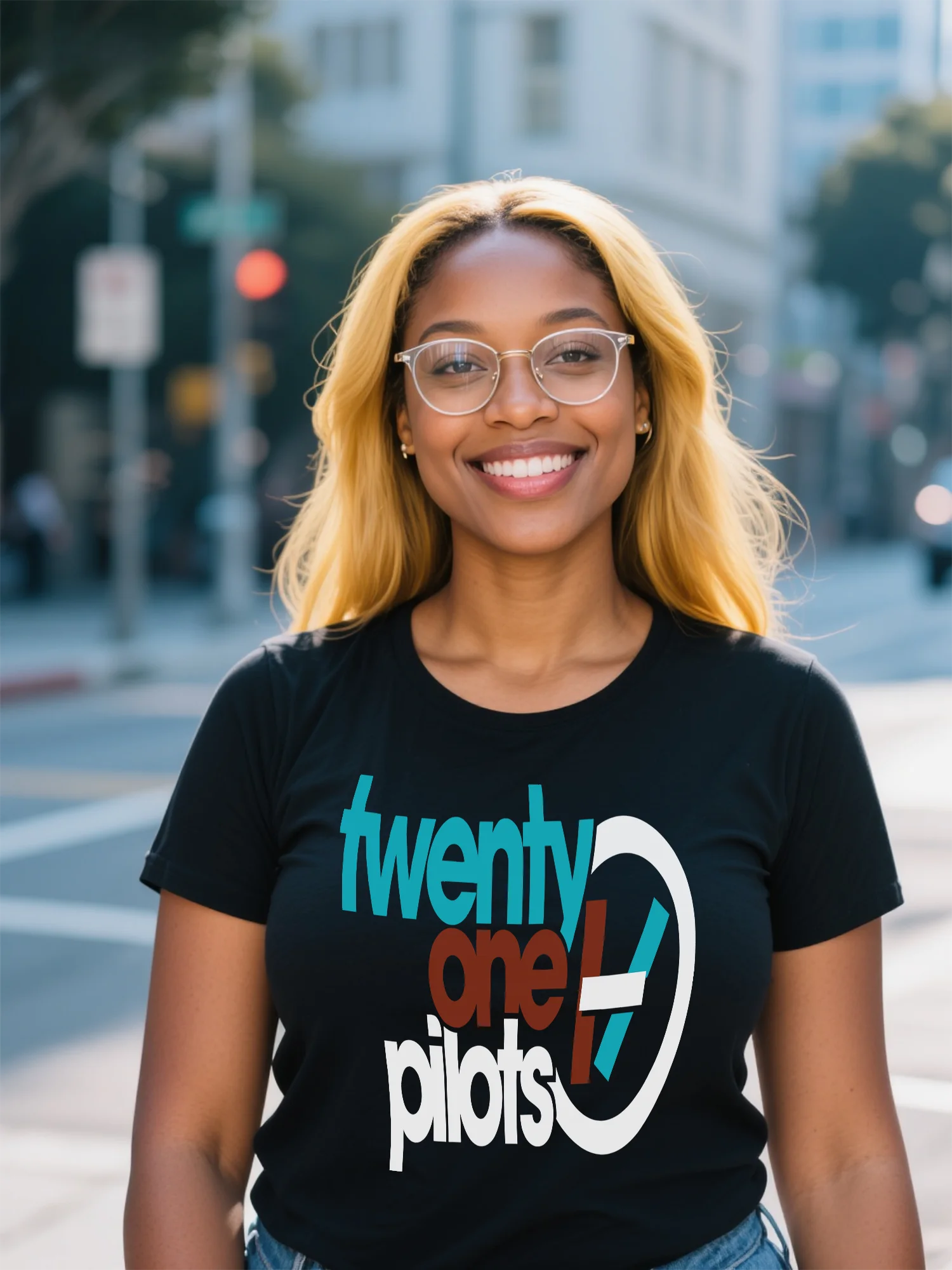 T-shirt da donna High Street - Maxi floreale nero 100% cotone organico