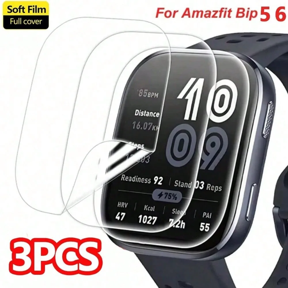 3PCS Soft Hydrogel Film for Amazfit Bip 5/Bip 6 Anti-scratch Protective Film Cover TPU Screen Protector Accessory Transparency