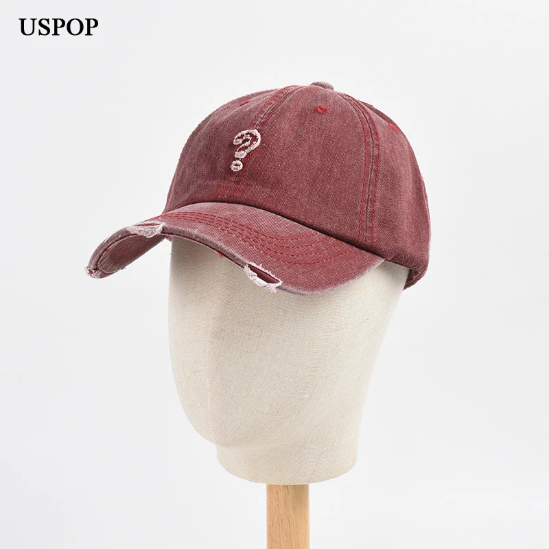 USPOP Women Baseball Caps Comfortable Denim Question Mark Baseball Cap Unisex Spring Summer Cotton Baseball Caps