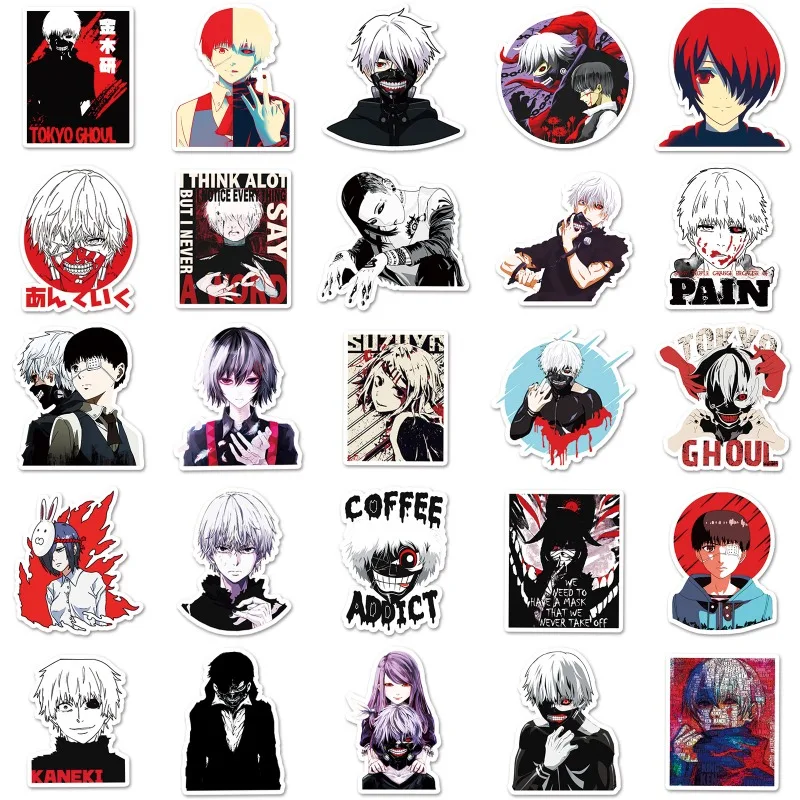 50pcs Tokyo Ghoul Anime Stickers Suitcase Stationery Water Cup Mobile Phone Car Scooter Laptop Refrigerator Decorative Stickers