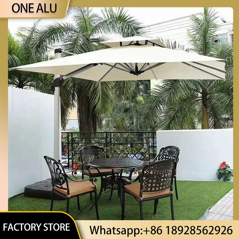 Large Patio Umbrella LED Lights Waterproof Outdoor Parasol Custom Print Garden Hotel Poolside Sunshade Cantilever Umbrella