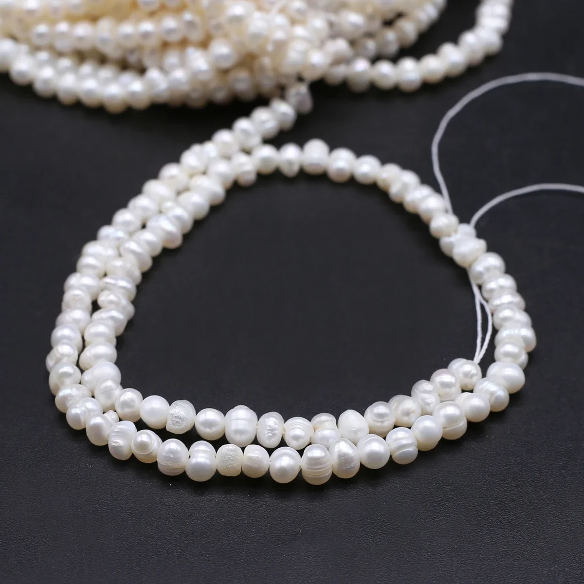 Natural Freshwater Pearl Beaded 3-4mmwhite Elliptical shape Punch Loose Beads for Make Jewelry DIY Bracelet Necklace Accessories