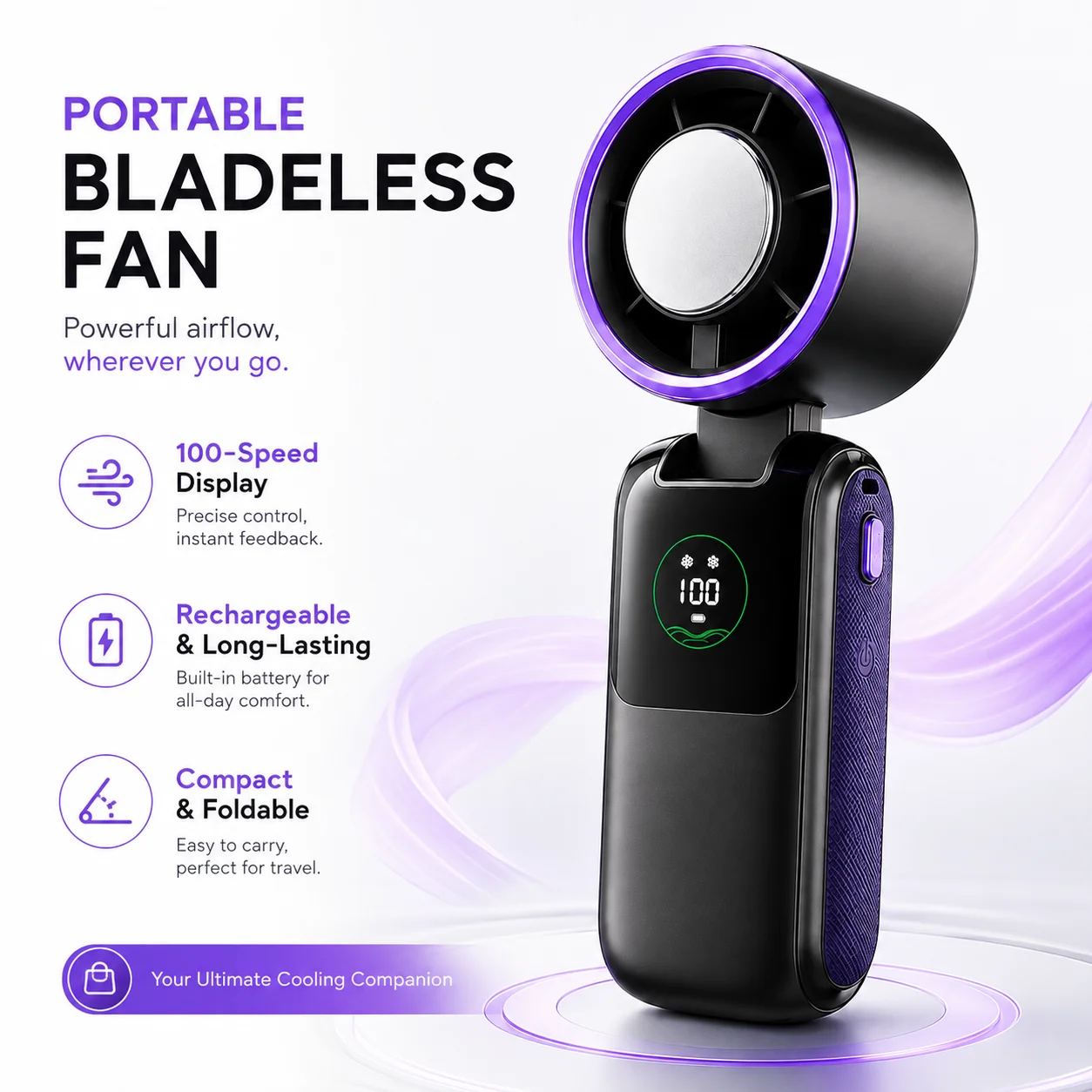 3000mah Electric Fan Portable Turbo Fan Rechargeable Cooling Handheld Desktop Dual-Purpose Air Conditioner for Camping