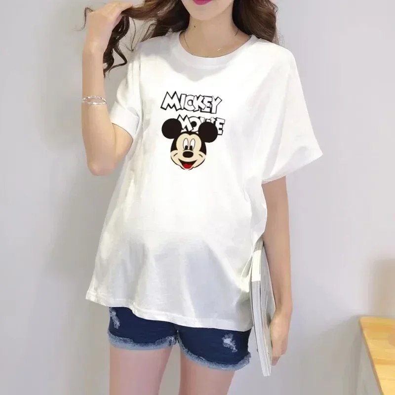 الصيف الكرتون ميكي ميني ماوس طباعة النساء ملابس حمل الحوامل قصيرة الأكمام تي شيرت فتاة لطيف الحمل بلايز تيز