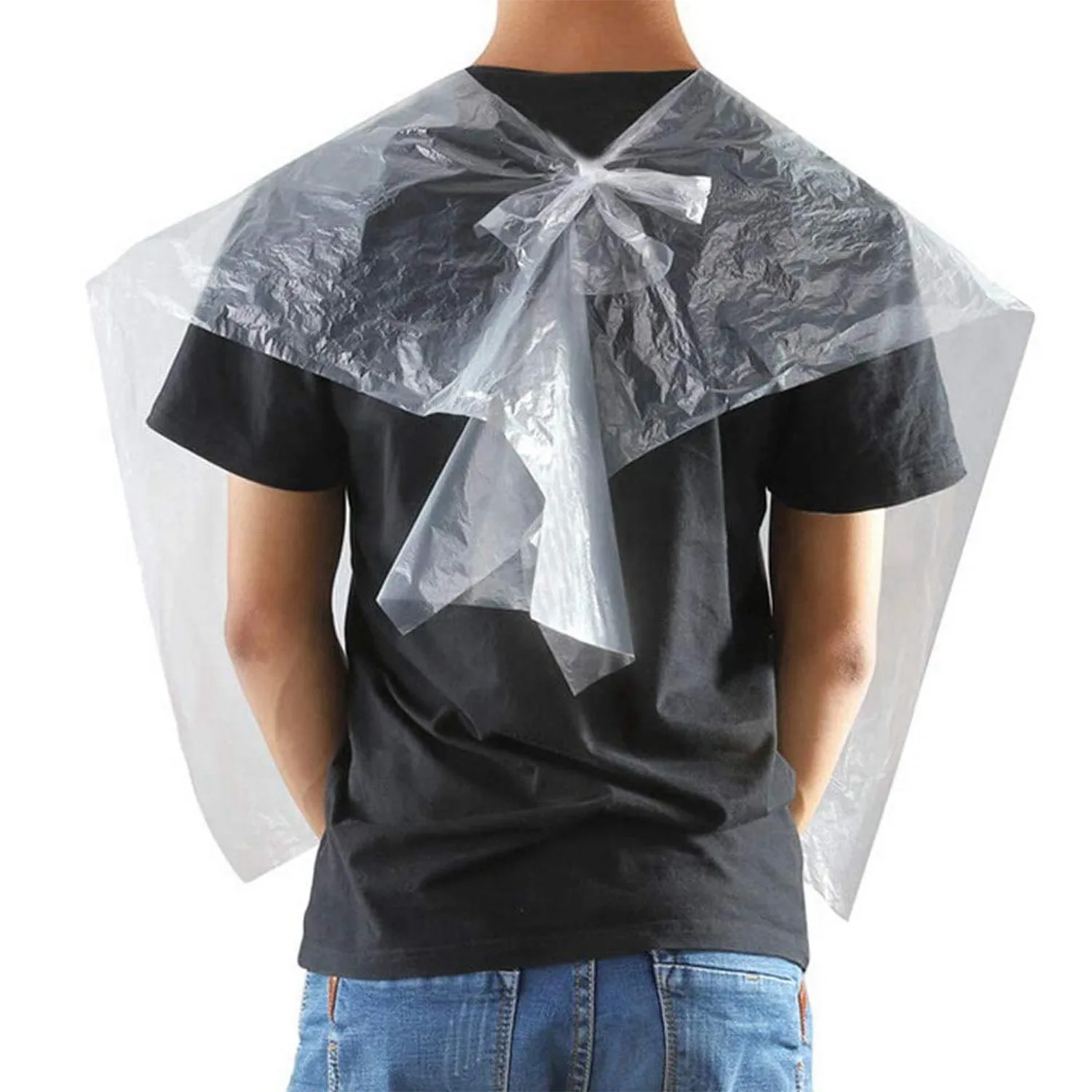 100Pcs PE Apron Disposable Long Barber Wai Cloth Perm Hair Salon Haircut Wai Hairdressing Cape Shawl 60X90CmJAS