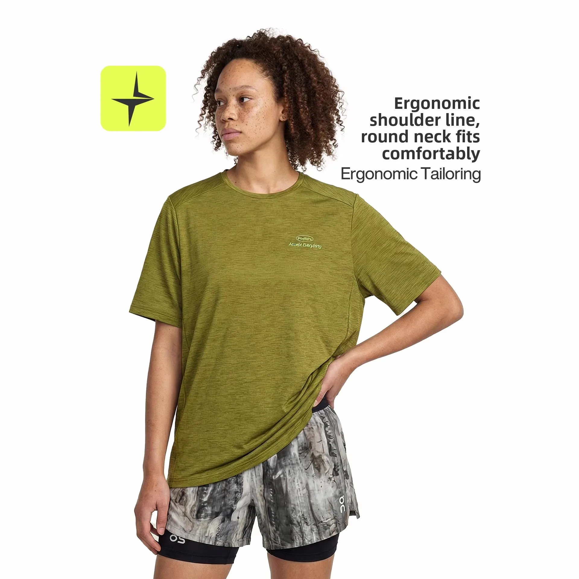 Men's Outdoor Running T-Shirt Lightweight Quick Dry Reflective Short Sleeve Casual Sportswear for Mountain Wild Running