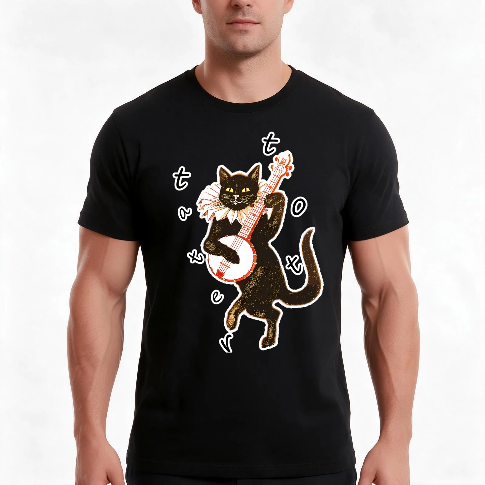 tater tot dancing cat T-Shirt, Summer Casual Cotton Tee, Oversized Streetwear Tops, Vintage Graphic Print, Unisex Men Women