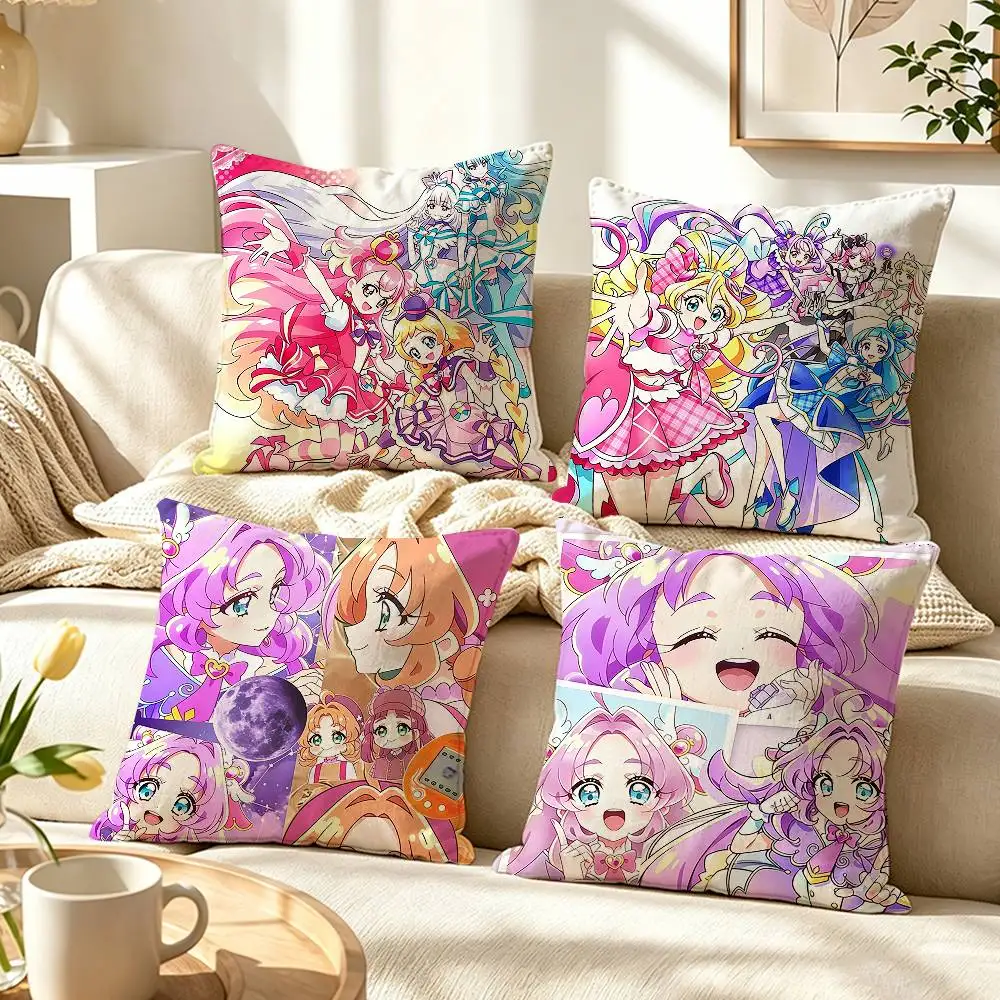 Star Detective Precure Anime  Pillow Case Pattern Printed Pillowcase For Living Room Sofa Cushion Cover