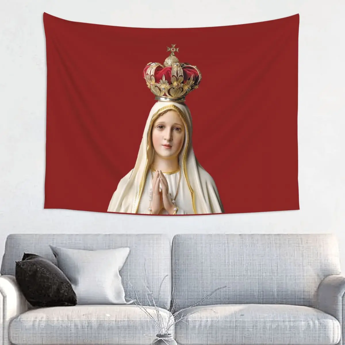 Custom Our Lady Of Fatima Tapestries for Bedding Catholic Virgin Mary Hippie Wall Hanging Tapestry Home Decoration