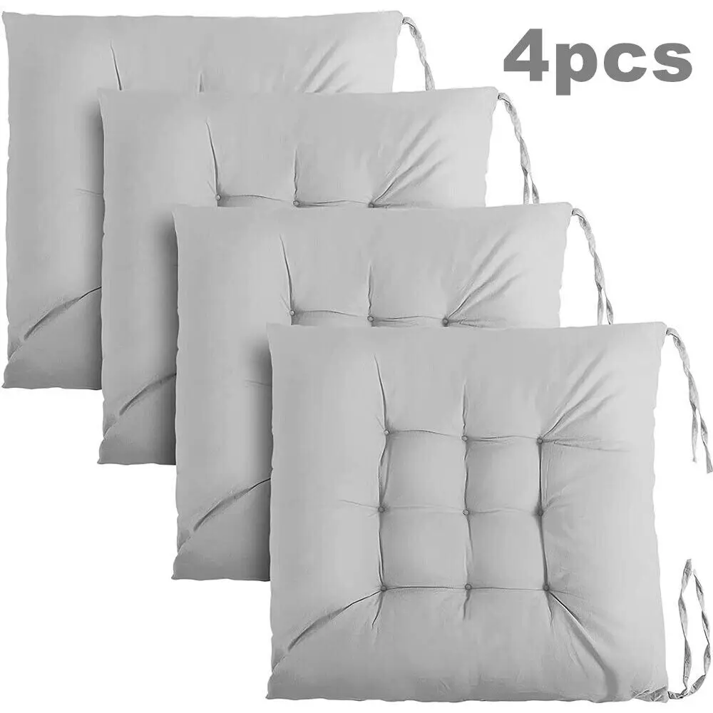 4PCS Chair Seat Garden Pads Furniture Dining Patio Outdoor Tie On Cushions 40cm