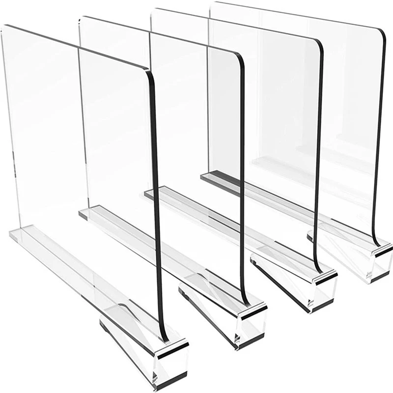 

4 Pack Shelf Dividers For Closet Organization,Clear Wood Shelves Dividers For Kitchen Cabinets,Clothes Organizer